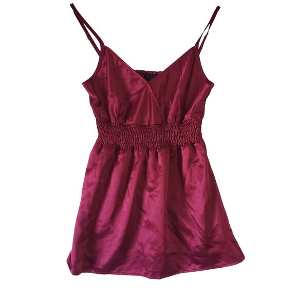 Mixit Tops - Mixit Womens Red Satin Smocked Strappy Top Size M‎ Y2K Dark Romantic Coquette